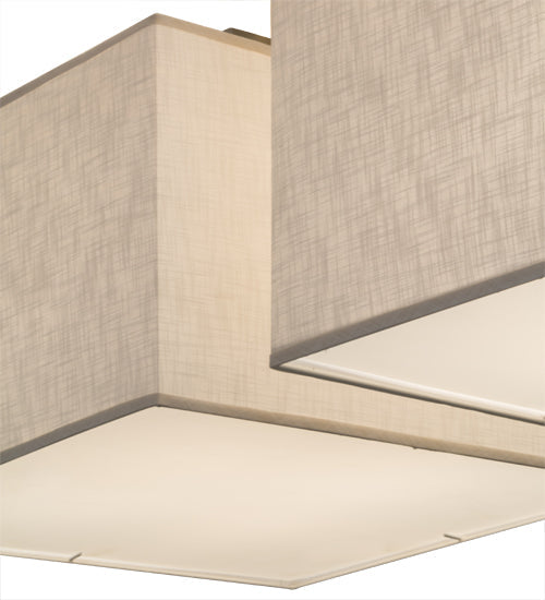 Meyda Lighting Quadrato 55" 8-Light Weatherable Silver Pendant Light With Beige Natural Textrene & White Statuario Idalight Shade Glass