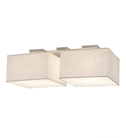 Meyda Lighting Quadrato 55" 8-Light Weatherable Silver Pendant Light With Beige Natural Textrene & White Statuario Idalight Shade Glass