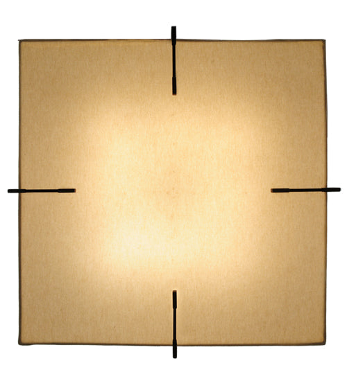 Meyda Lighting Quadrato 55"Sq 8-Light Oil Rubbed Bronze Massage Semi-flush Mount Ceiling Light With Homespun Beige Textrene Shade