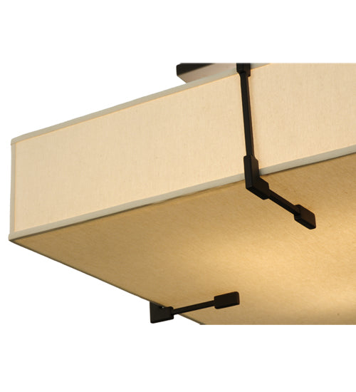 Meyda Lighting Quadrato 55"Sq 8-Light Oil Rubbed Bronze Massage Semi-flush Mount Ceiling Light With Homespun Beige Textrene Shade