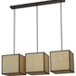 Meyda Lighting Quadrato 57" 3-Light Chestnut Kessler Island Pendant Light With Beige Sahara Taupe Idalight Shade Glass