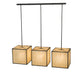Meyda Lighting Quadrato 57" 3-Light Chestnut Kessler Island Pendant Light With Beige Sahara Taupe Idalight Shade Glass
