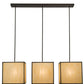 Meyda Lighting Quadrato 57" 3-Light Chestnut Kessler Island Pendant Light With Beige Sahara Taupe Idalight Shade Glass