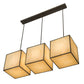 Meyda Lighting Quadrato 57" 3-Light Chestnut Kessler Island Pendant Light With Beige Sahara Taupe Idalight Shade Glass