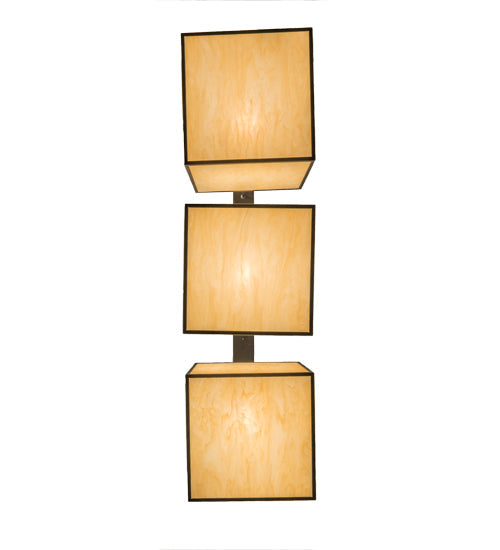 Meyda Lighting Quadrato 57" 3-Light Chestnut Kessler Island Pendant Light With Beige Sahara Taupe Idalight Shade Glass