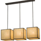Meyda Lighting Quadrato 57" 3-Light Chestnut Kessler Island Pendant Light With Beige Sahara Taupe Idalight Shade Glass