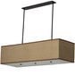 Meyda Lighting Quadrato 59" 5-Light Timeless Bronze Lounge Island Pendant Light With Beige Burlap Textrene & White Statuario Idalight Shade