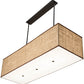 Meyda Lighting Quadrato 59" 5-Light Timeless Bronze Lounge Island Pendant Light With Beige Burlap Textrene & White Statuario Idalight Shade