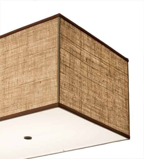 Meyda Lighting Quadrato 59" 5-Light Timeless Bronze Lounge Island Pendant Light With Beige Burlap Textrene & White Statuario Idalight Shade