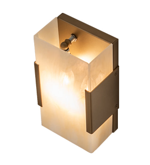 Meyda Lighting Quadrato 6" 2-Light Gold Metallic Vicio Wall Sconce With Beige Sahara Taupe Idalight Shade