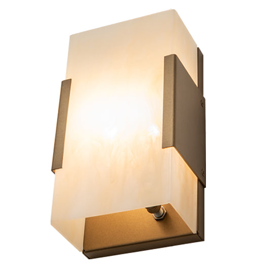 Meyda Lighting Quadrato 6" 2-Light Gold Metallic Vicio Wall Sconce With Beige Sahara Taupe Idalight Shade