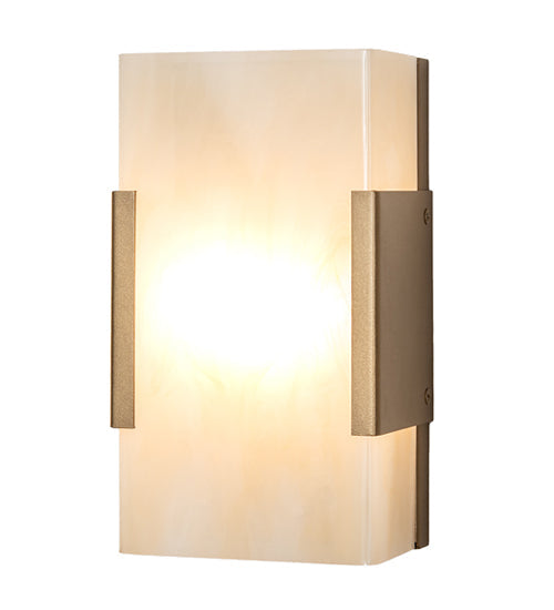 Meyda Lighting Quadrato 6" 2-Light Gold Metallic Vicio Wall Sconce With Beige Sahara Taupe Idalight Shade