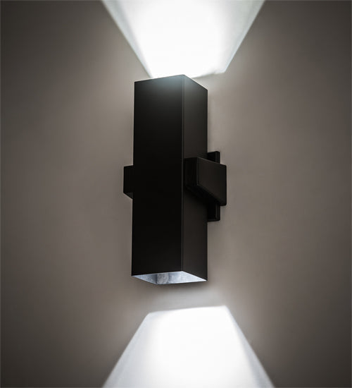 Meyda Lighting Quadrato 6" 2-Light Textured Black Torre Wall Sconce