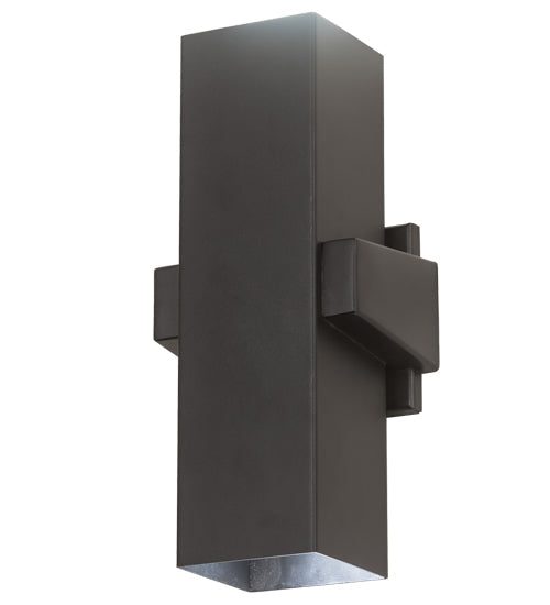 Meyda Lighting Quadrato 6" 2-Light Textured Black Torre Wall Sconce