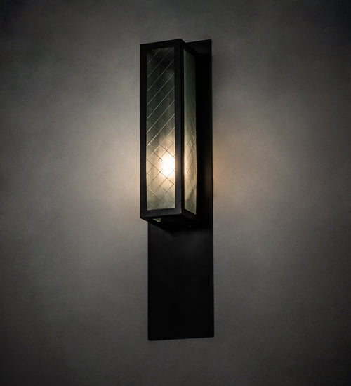 Meyda Lighting Quadrato 6" Bronze Diamond Wall Sconce With Frosted Wire Shade Glass