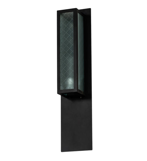 Meyda Lighting Quadrato 6" Bronze Diamond Wall Sconce With Frosted Wire Shade Glass