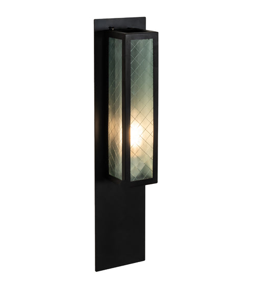 Meyda Lighting Quadrato 6" Bronze Diamond Wall Sconce With Frosted Wire Shade Glass