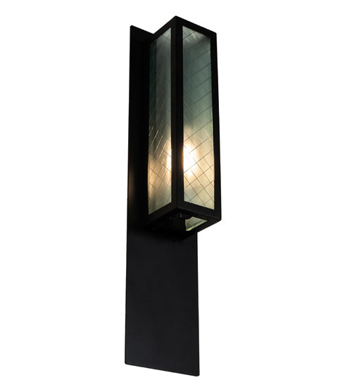 Meyda Lighting Quadrato 6" Bronze Diamond Wall Sconce With Frosted Wire Shade Glass