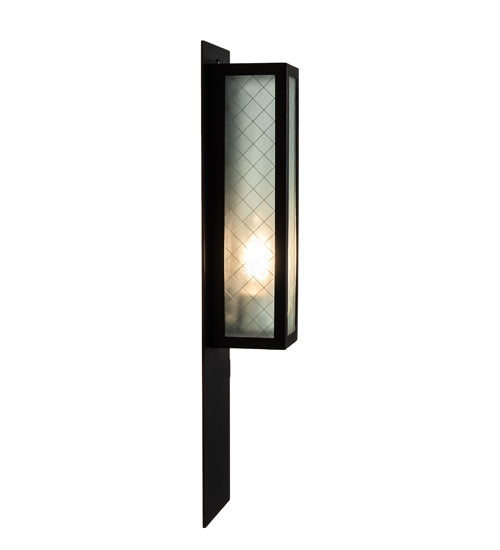 Meyda Lighting Quadrato 6" Bronze Diamond Wall Sconce With Frosted Wire Shade Glass