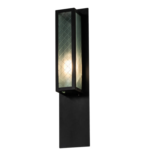 Meyda Lighting Quadrato 6" Bronze Diamond Wall Sconce With Frosted Wire Shade Glass