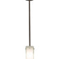Meyda Lighting Quadrato 6" Brushed Nickel Mini Pendant Light With White Cylinder & Frosted Rainy Shade Glass