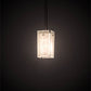 Meyda Lighting Quadrato 6" Brushed Nickel Mini Pendant Light With White Cylinder & Frosted Rainy Shade Glass