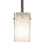 Meyda Lighting Quadrato 6" Brushed Nickel Mini Pendant Light With White Cylinder & Frosted Rainy Shade Glass