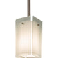 Meyda Lighting Quadrato 6" Brushed Nickel Mini Pendant Light With White Cylinder & Frosted Rainy Shade Glass