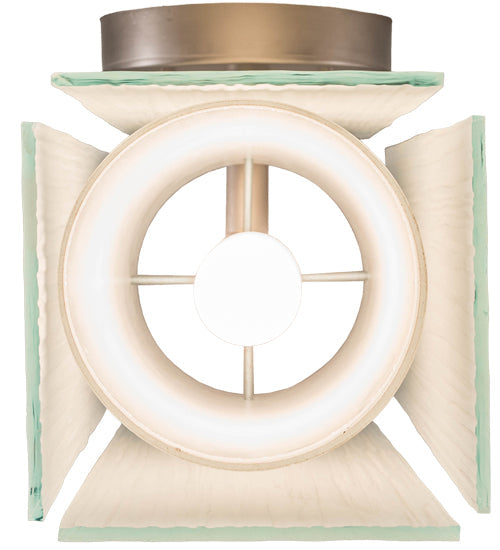 Meyda Lighting Quadrato 6" Brushed Nickel Wall Sconce With White Cylinder & Frosted Rainy Shade Glass