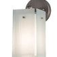 Meyda Lighting Quadrato 6" Brushed Nickel Wall Sconce With White Cylinder & Frosted Rainy Shade Glass