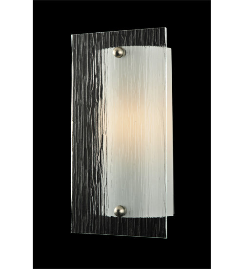 Meyda Lighting Quadrato 6" Nickel Wall Sconce With Clear Mist Shade Glass