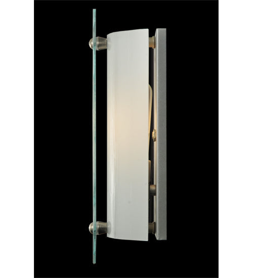 Meyda Lighting Quadrato 6" Nickel Wall Sconce With Clear Mist Shade Glass