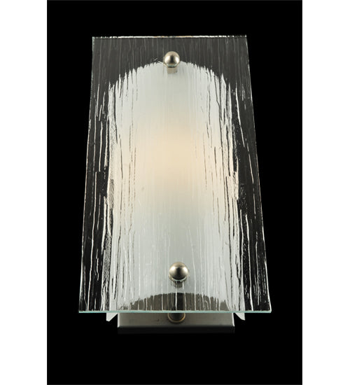 Meyda Lighting Quadrato 6" Nickel Wall Sconce With Clear Mist Shade Glass