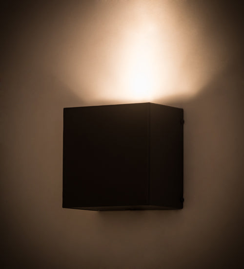 Meyda Lighting Quadrato 6" Textured Black Palazzo Wall Sconce With Clear Shade Glass