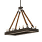 Meyda Lighting Quadrato 60" 16-Light Wrought Iron & Rope Alva Island Pendant Light