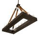 Meyda Lighting Quadrato 60" 16-Light Wrought Iron & Rope Alva Island Pendant Light