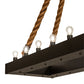 Meyda Lighting Quadrato 60" 16-Light Wrought Iron & Rope Alva Island Pendant Light