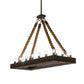 Meyda Lighting Quadrato 60" 16-Light Wrought Iron & Rope Alva Island Pendant Light