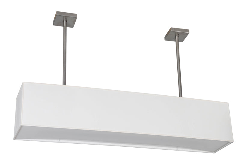 Meyda Lighting Quadrato 60" 2-Light Brushed Nickel Linear Island Pendant Light With Cream Textrene And Statuario Idalight Shade