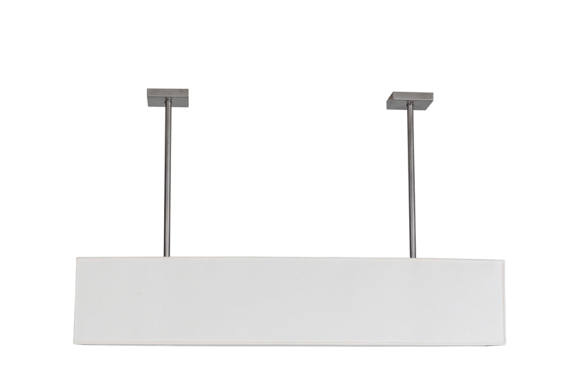 Meyda Lighting Quadrato 60" 2-Light Brushed Nickel Linear Island Pendant Light With Cream Textrene And Statuario Idalight Shade