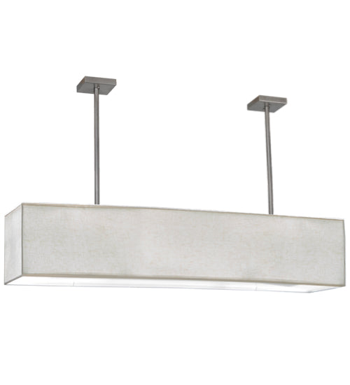 Meyda Lighting Quadrato 60" 2-Light Brushed Nickel Linear Island Pendant Light With Cream Textrene And Statuario Idalight Shade