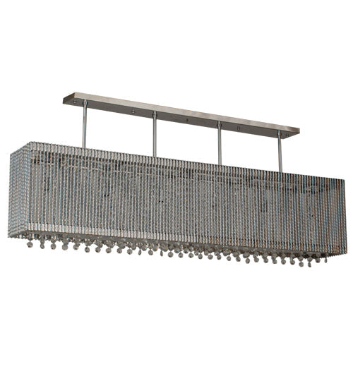 Meyda Lighting Quadrato 61" 6-Light Chrome Graz Island Pendant Light With Clear Crystal Shade