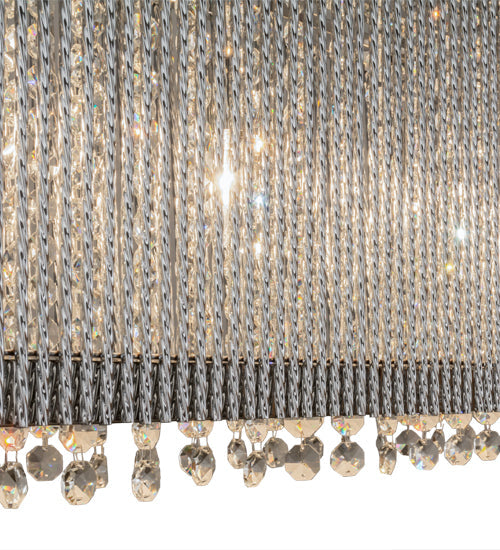Meyda Lighting Quadrato 61" 6-Light Chrome Graz Island Pendant Light With Clear Crystal Shade