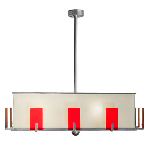 Meyda Lighting Quadrato 68" 12-Light Extreme Chrome Escalade Fabric Pendant Light With Pearl Textrene & Statuario Idalight Shade