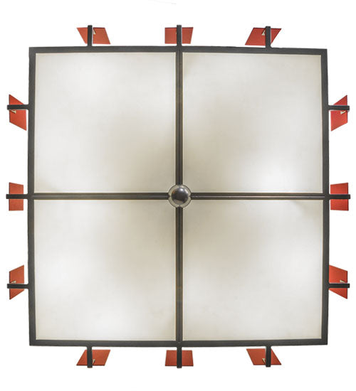 Meyda Lighting Quadrato 68" 12-Light Extreme Chrome Escalade Fabric Pendant Light With Pearl Textrene & Statuario Idalight Shade