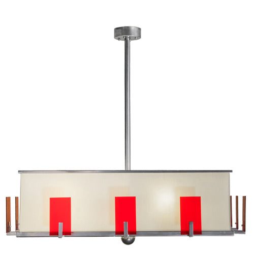 Meyda Lighting Quadrato 68" 12-Light Extreme Chrome Escalade Pendant Light With Pearl Textrene And Statuario Idalight Shade