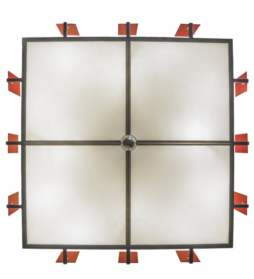 Meyda Lighting Quadrato 68" 12-Light Extreme Chrome Escalade Pendant Light With Pearl Textrene And Statuario Idalight Shade