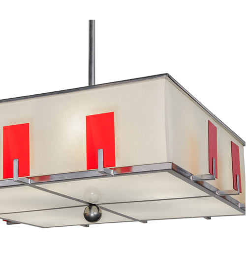 Meyda Lighting Quadrato 68" 12-Light Extreme Chrome Escalade Pendant Light With Pearl Textrene And Statuario Idalight Shade