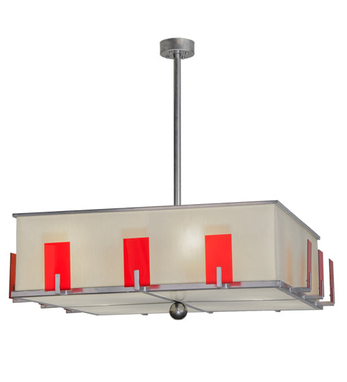 Meyda Lighting Quadrato 68" 12-Light Extreme Chrome Escalade Pendant Light With Pearl Textrene And Statuario Idalight Shade