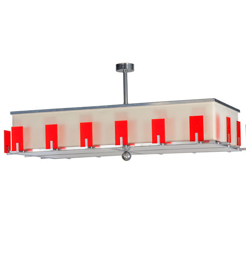 Meyda Lighting Quadrato 72" 12-Light Extreme Chrome Escalade Fabric Island Pendant Light With Pearl Textrene & Statuario Idalight Shade